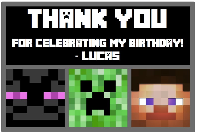 Minecraft thank you labels
