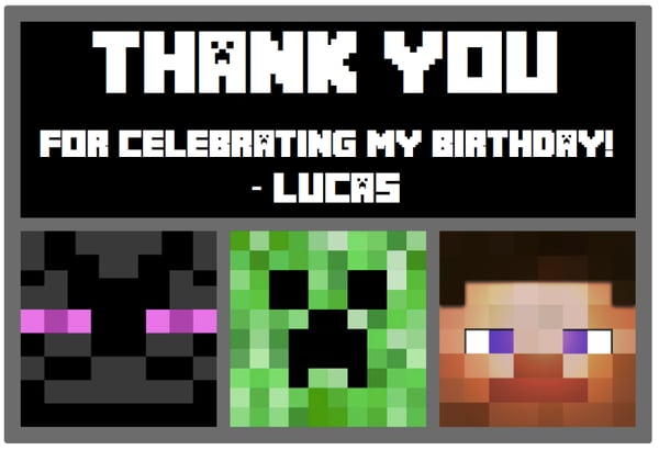 Image of Minecraft Inspired THANK YOU CARDS - PRINTABLE DIGITAL FILE ONLY