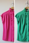 Image of SALE (Green sold) Ruffle Me Pink Or Green Blouse (Orig $22)