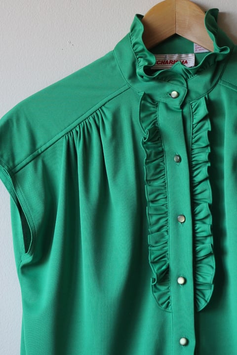 Image of SALE (Green sold) Ruffle Me Pink Or Green Blouse (Orig $22)