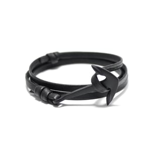 Image of Matte Black Anchor Bracelet in Premium Leather