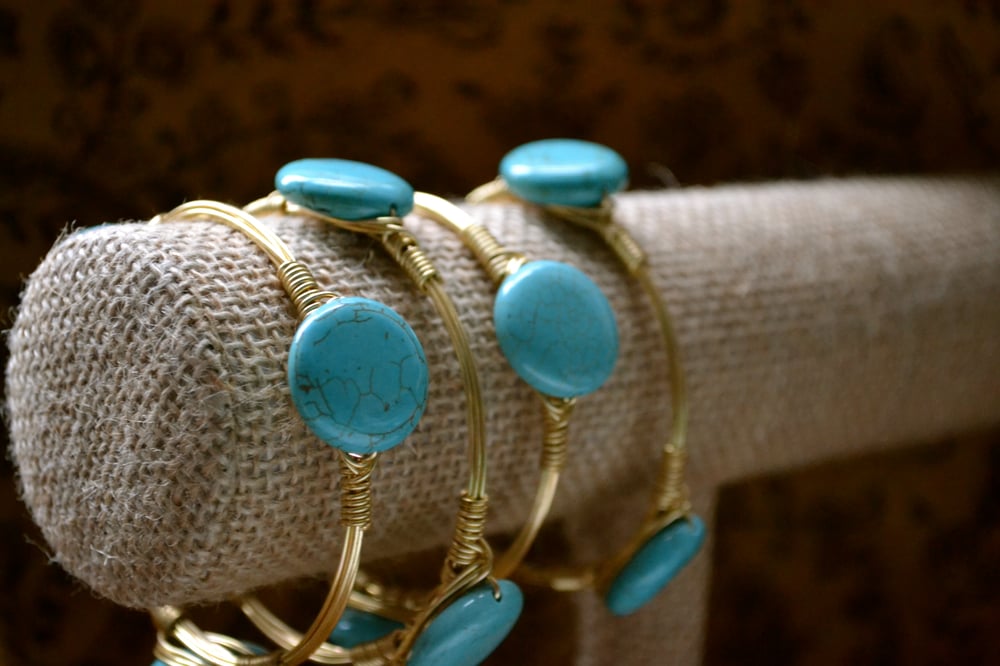 Image of Turquoise button bangle