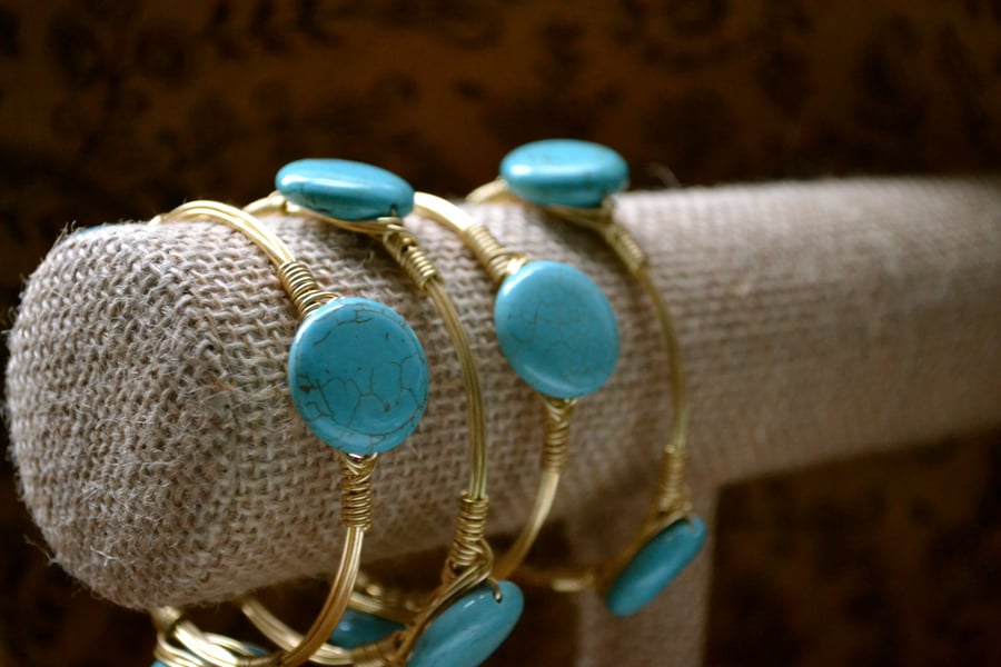 Image of Turquoise button bangle