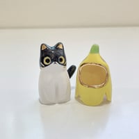 Image 4 of Tuxedo banana kitty ceramic figurine 