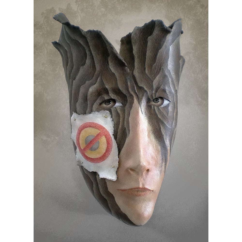 Image of No Trespassing - Mask Sculpture, Ceramic Wall Art, Original Mask Art