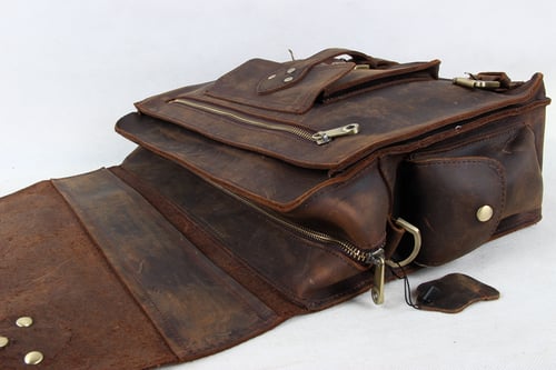 Image of 14'' Vintage Genuine Leather Briefcase, Messenger Bag, Laptop Bag 7200