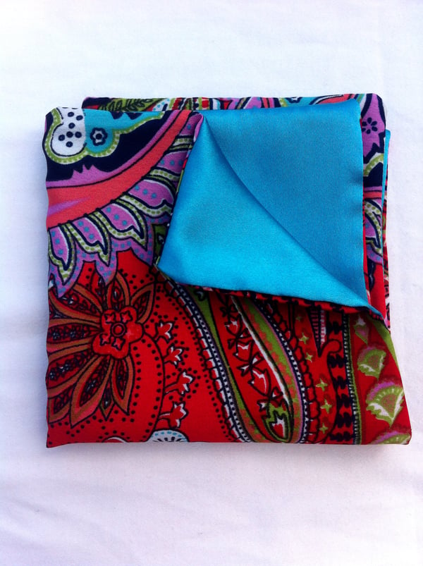 Image of Red Multicolor Paisley Pocket Square