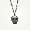 Mini Skully Necklace, Oxidized Sterling Silver