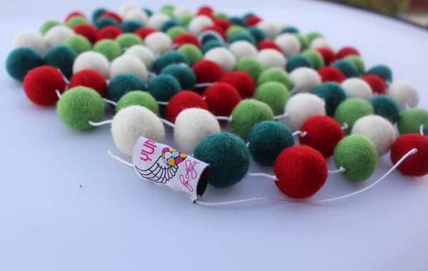 Playroom Pom Pom Garland- 100% Wool Felt Balls