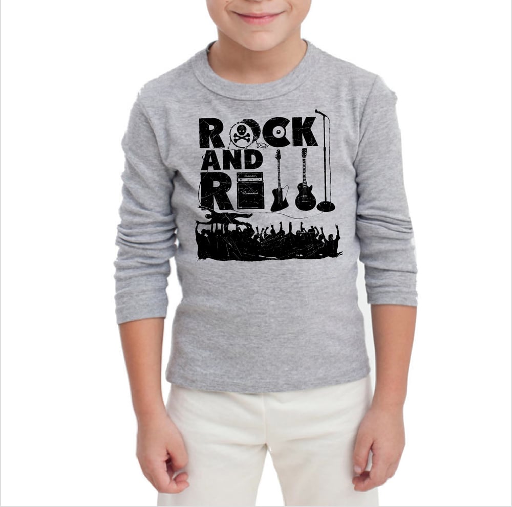 Image of Rock N' Roll - Kids Long sleeve (Grey)