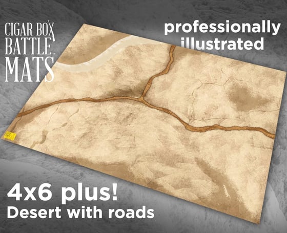 Image of Desert Gaming Battle Mat with Roads --  4'x6' plus  -- #103
