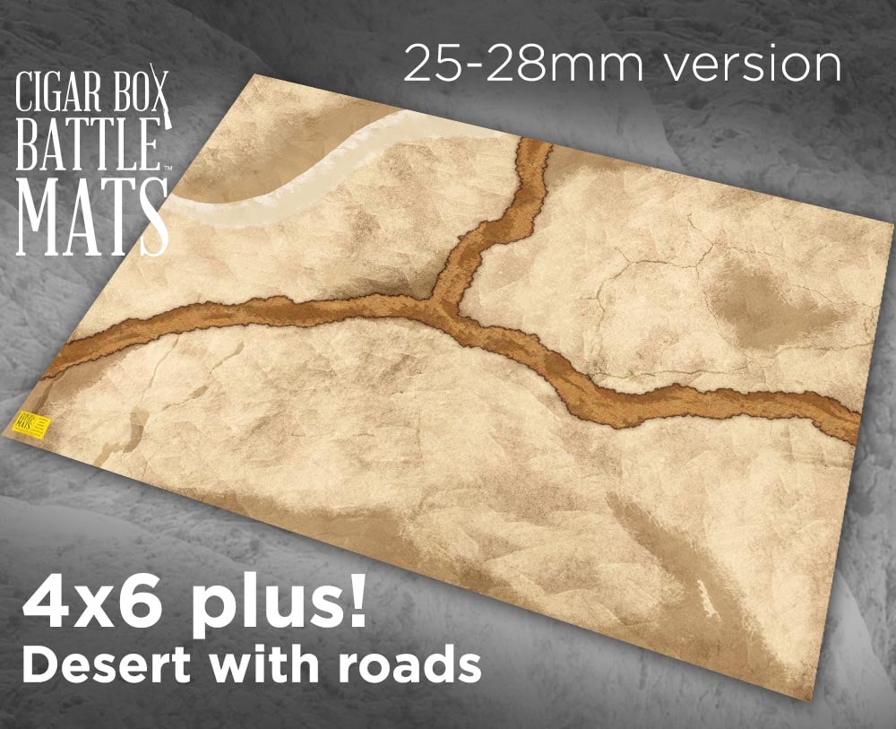 Image of Desert Gaming Battle Mat with Roads --  4'x6' plus  -- #103