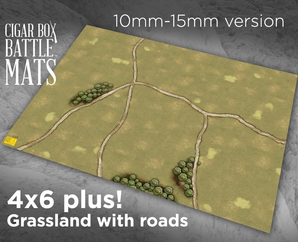 Image of Grassland Gaming Battle Mat with Roads --  4'x6' plus  -- #104