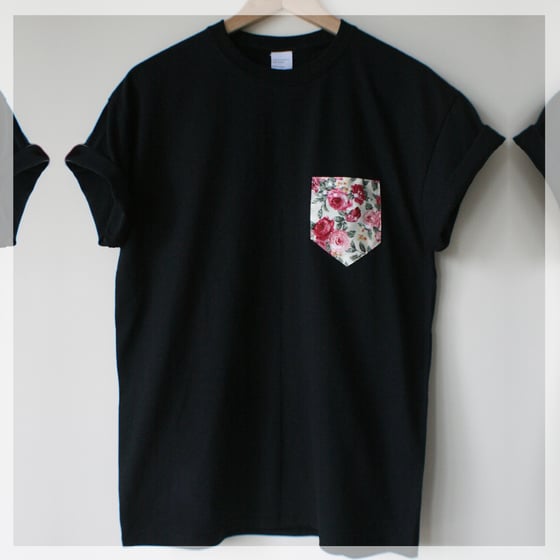 Image of Black Rose Pocket T-Shirt