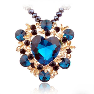 Image of [grxjy5100326]Retro Heart of Ocean Heart-shaped Crystal Pendant Necklace