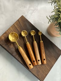 Image 1 of Golden & Wood Measuring Spoons