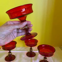 Image 3 of Antique Venetian Rubino (Ruby) Champagne Coupes--set