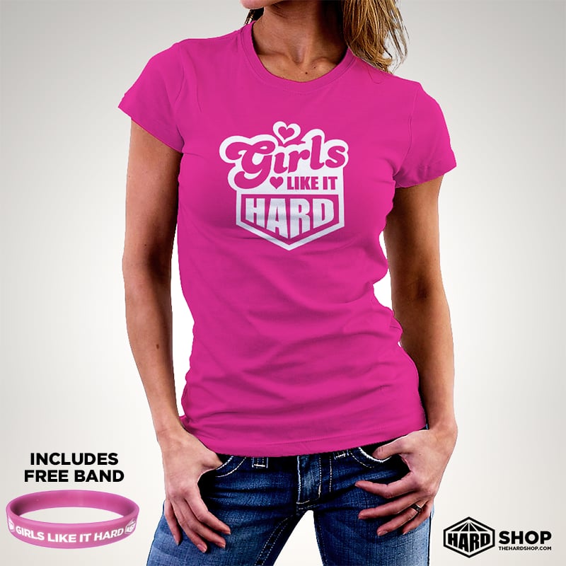 Image of GIRLS LIKE IT HARD logo t-shirt / Pink & White / WOMENS