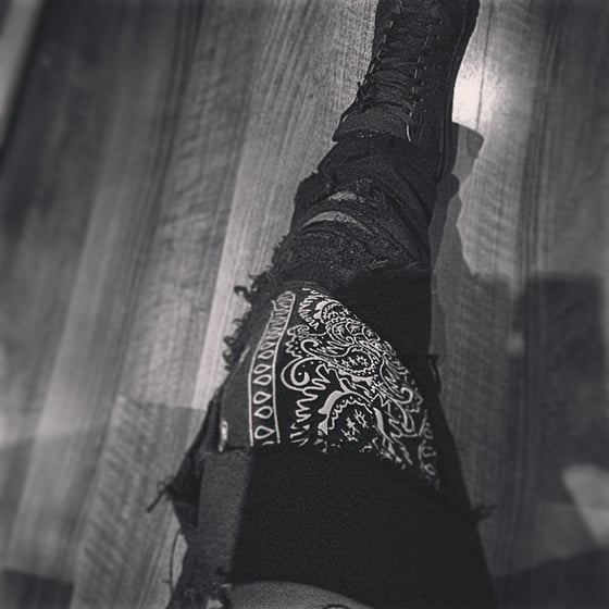 Image of Mens Distressed Bandana Patch Jeans