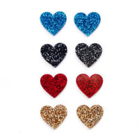 Glitter Heart Stud Earrings