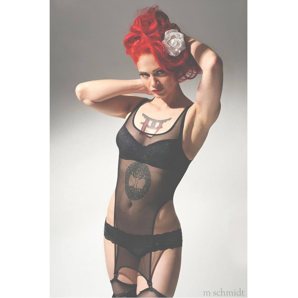 Image of Black Mesh Garter Tank