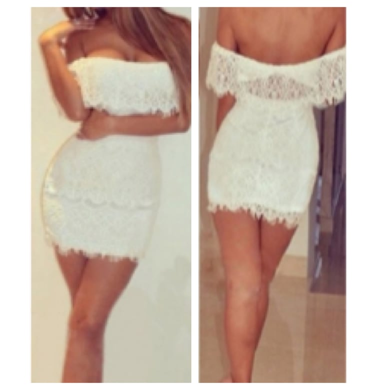 Image of Off Shoulder Lace Mini Dress