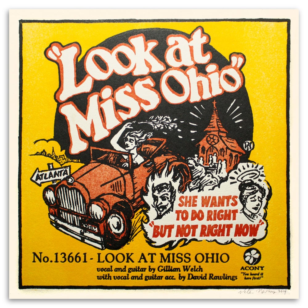 Look At Miss Ohio - Official Acony Records Gillian Welch Songprint