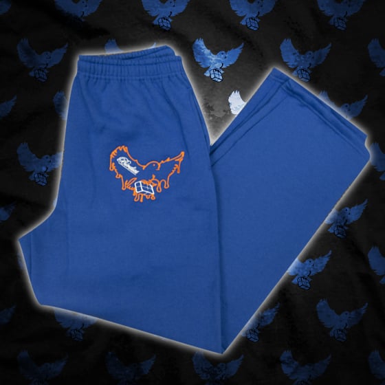 Image of Blue/Orange Dripping Birdies Sweatpants