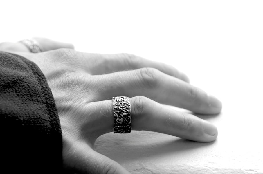 Image of OXYDE - dark textured silver band. Wabisabi inspired