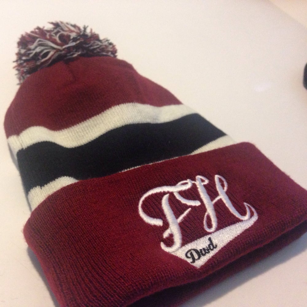 Image of Fortune Hunters Logo Maroon Pom Team Beanies