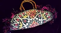 Image 3 of Recycled placemat purse with bamboo handles