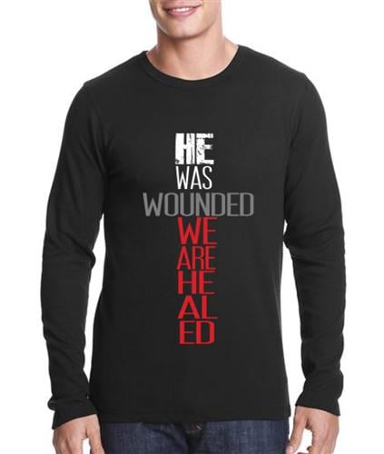 Image of He Was Wounded We Are Healed Men's thermal