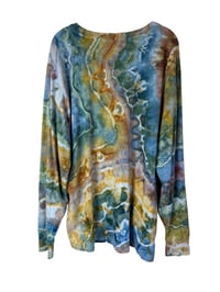 Image 5 of XL Unisex Adult Soft Long Sleeve Tee in Earthy Geode Ice Dye