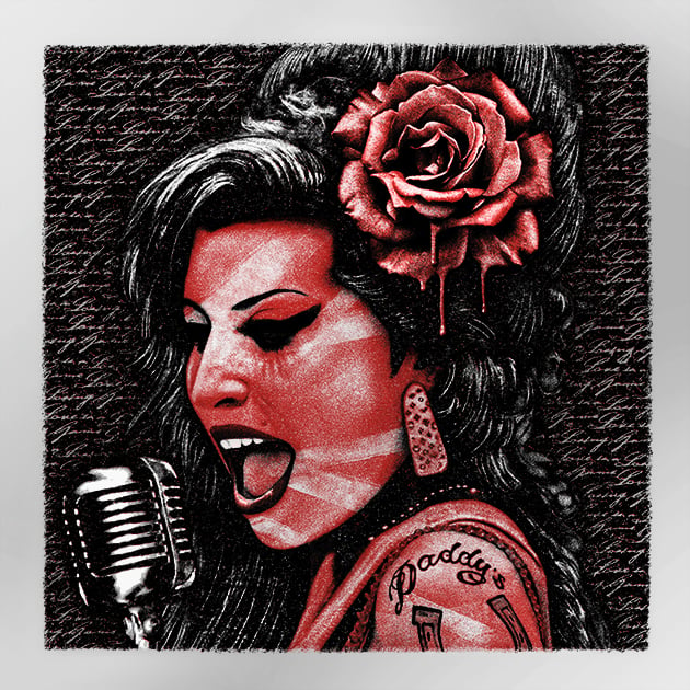 Image of AMY WINEHOUSE metallic RED/SILVER
