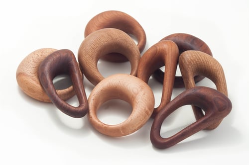 Image of White Oak Carabiner Baby Rattle