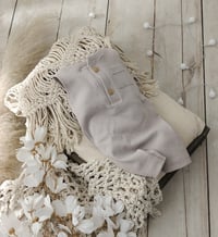 Image 1 of Photo prop | Newborn boy onesie for photoshoot | Jeremy | neutral beige | small stripes
