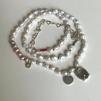 Image 4 of pearl and three charm necklace
