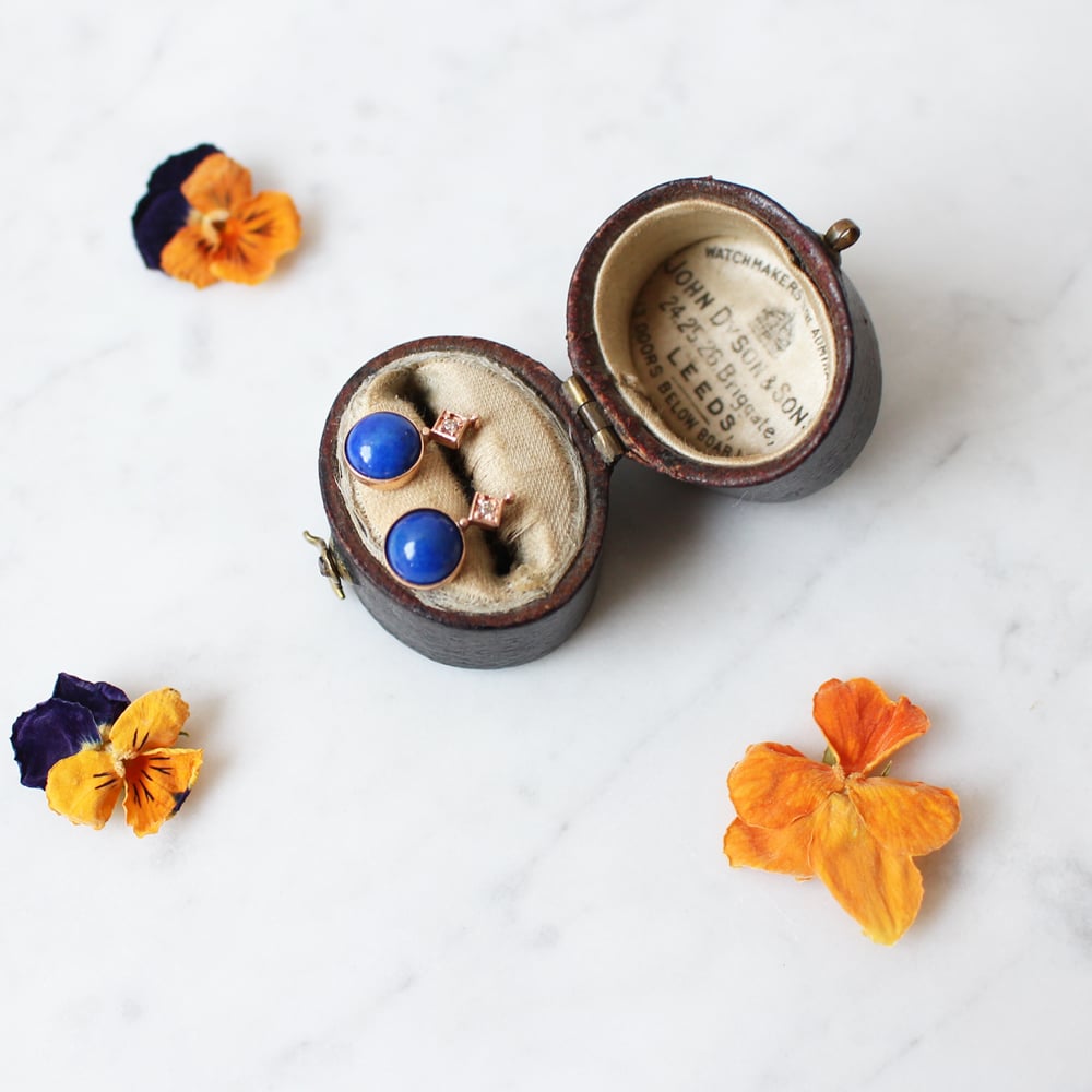 Image of Art Deco Blue Lapis Earring