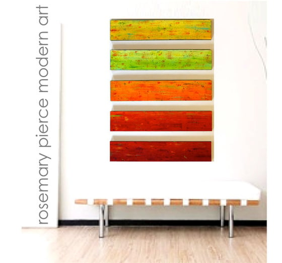 Image of 'SOLIDARITY IN CITRUS' | Painted Wood Wall Art Panels | Modern Painting | Wood Wall Decor