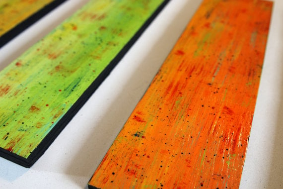 Image of 'SOLIDARITY IN CITRUS' | Painted Wood Wall Art Panels | Modern Painting | Wood Wall Decor