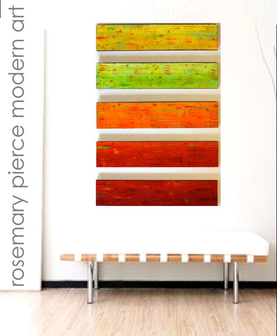 Image of 'SOLIDARITY IN CITRUS' | Painted Wood Wall Art Panels | Modern Painting | Wood Wall Decor