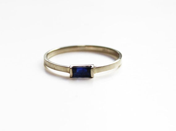 Image of Blue Sapphire Baguette Ring 