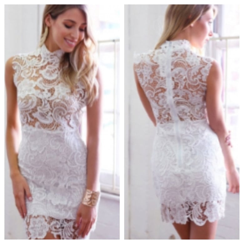 Image of Hollow Cut Out Lace Midi Dress