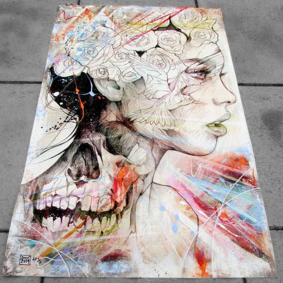 Image of "Opposites Attract" Hand Embellished Limited Edition Print SOLD OUT