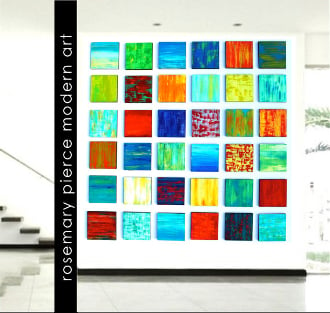 Image of 'COLOR BLEND BLOCKS NO6' | Brightly Painted Wood Blocks | 3-D Wall Art