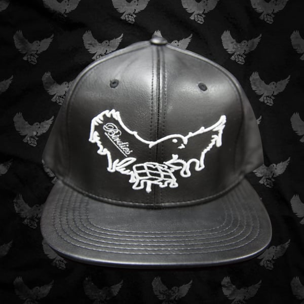 Image of Black/White Leather Dripping Snapback