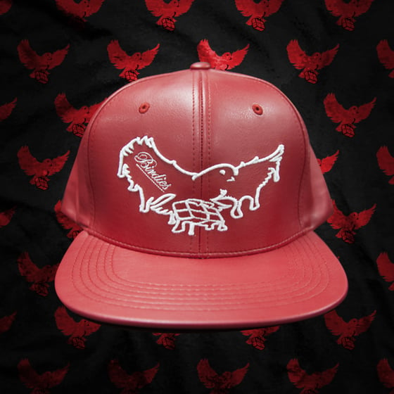 Image of Red/White Leather Dripping Snapback