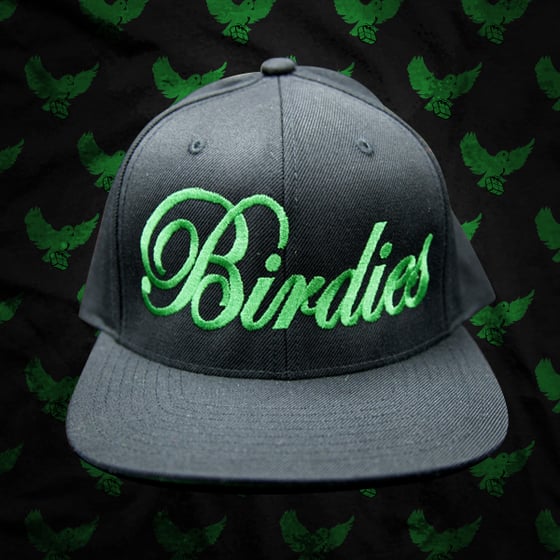 Image of Black/Green Birdies Script Snapback