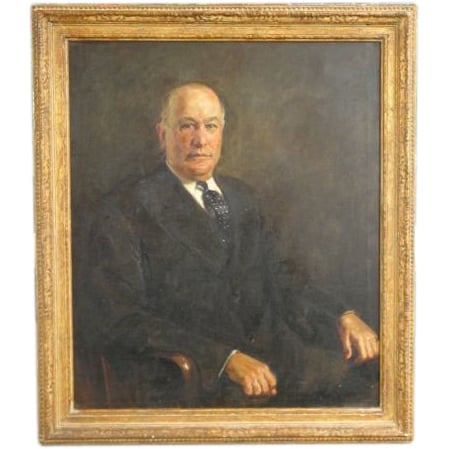 Image of Antique Library Portrait Oil Painting of A Distinguished Gentleman