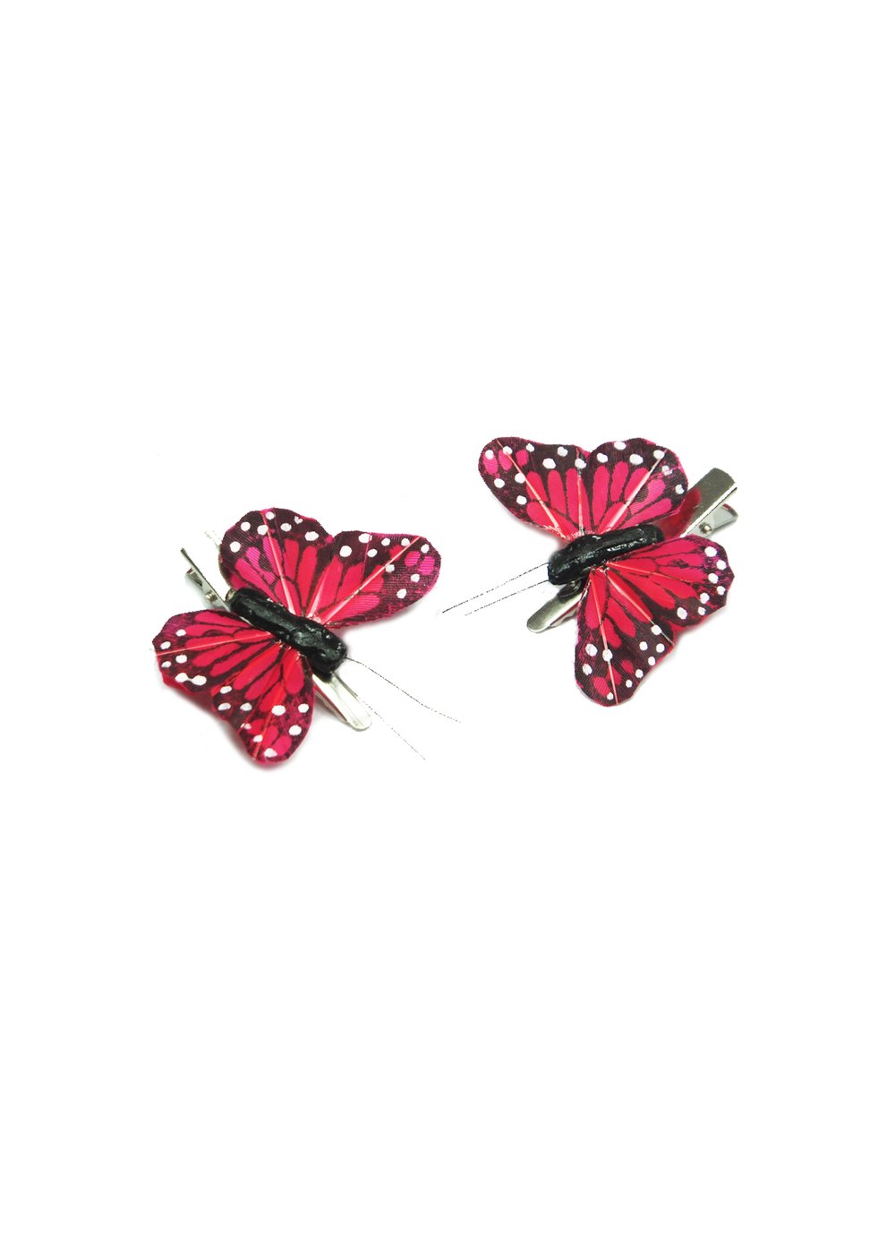 Stephanieverafter Hand Painted Monarch Butterfly Hair Clips Red